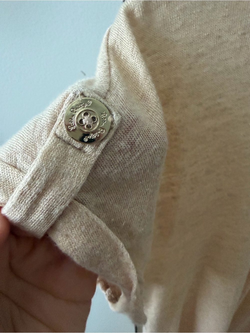 Lilly Pulitzer Inara Sand Dune Linen Metallic Cottagecore Shirt - Picture 4 of 7